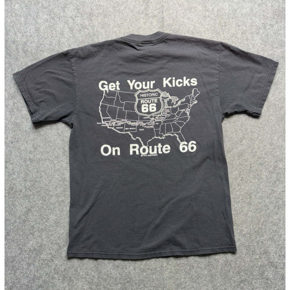 Good Shirts Shirt Mens Medium Black Route 66 Pocket Graphic Tee USA Map